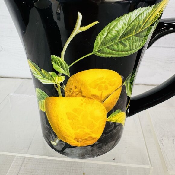 Certified International COLOR BAKERY FRUIT Damask Black Golden Pears Mugs Set 4 - Picture 15 of 16